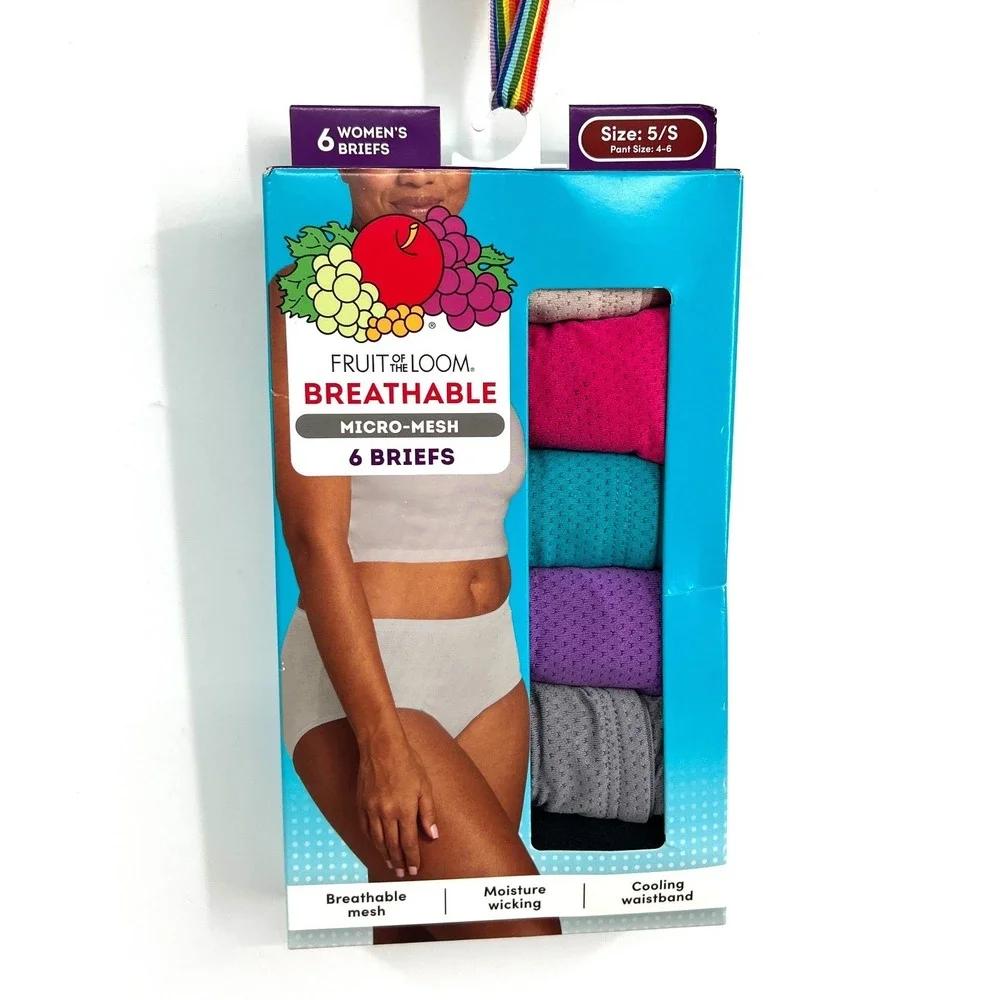 Fruit of the loom breathable micro-mesh women's briefs cooling underwear 5 S
